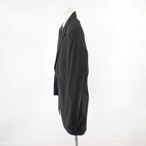 Hart Schaffner Marx Black Striped Wool 2 Button Suit Jacket 46R Tagged 48R - Picture 5 of 15